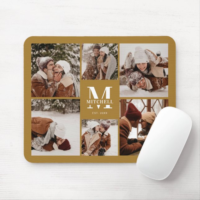  Stylish Photo Collage Personalised Monogram Gift Mouse Pad (With Mouse)