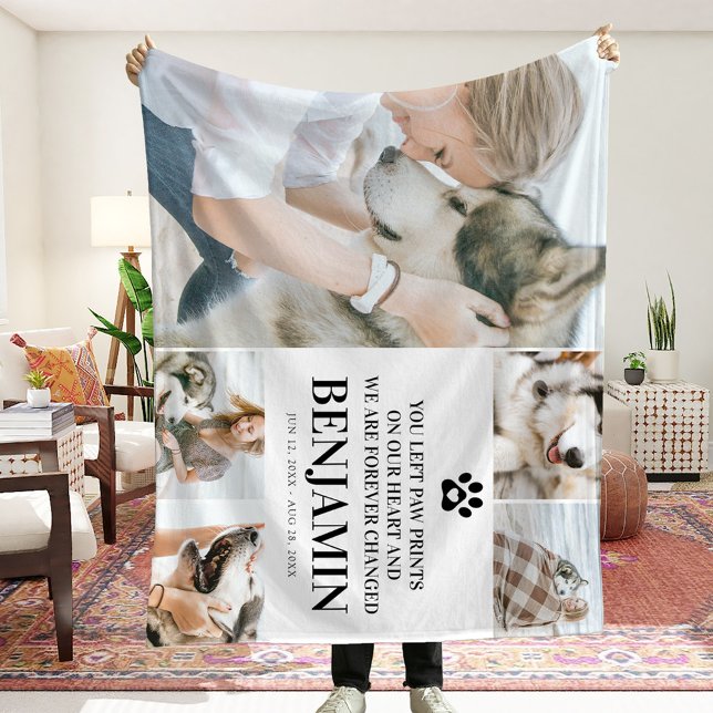 Stylish Photo Collage & Sympathy Quote Pet Loss Fleece Blanket (Creator Uploaded)