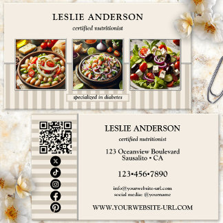 Stylish Photo Dietician Nutritionist Health Coach Business Card