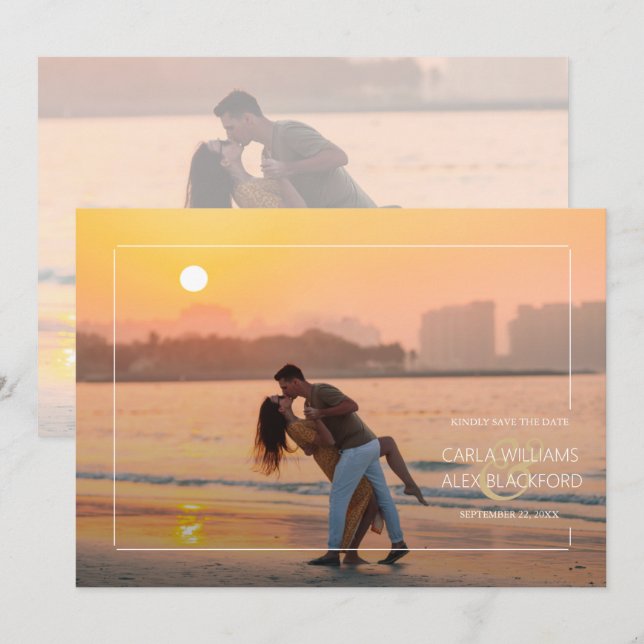 Stylish Photo Modern Wedding Save The Date (Front/Back)