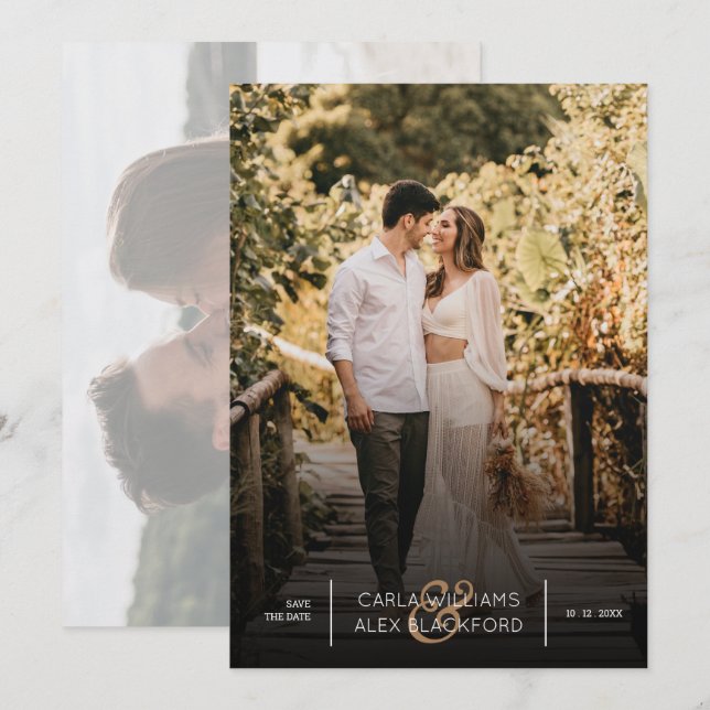 Stylish Photo Modern Wedding Save The Date (Front/Back)