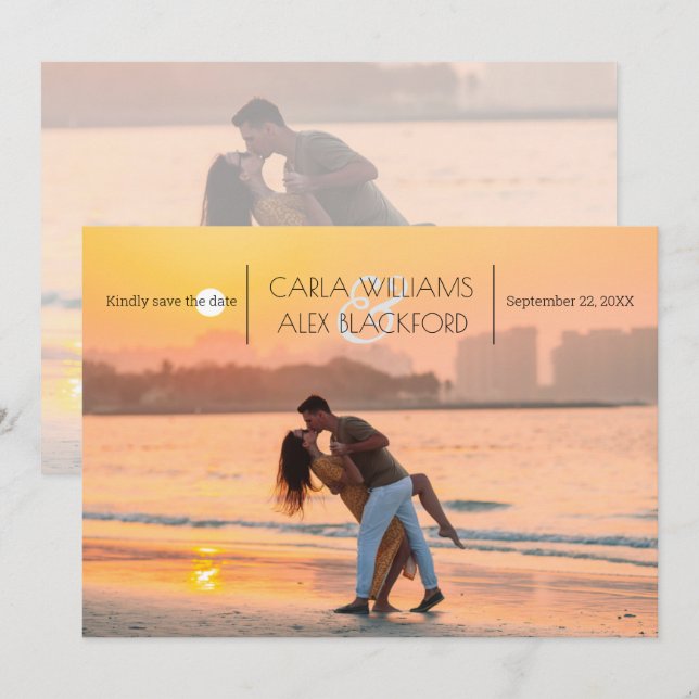 Stylish Photo Modern Wedding Save The Date (Front/Back)