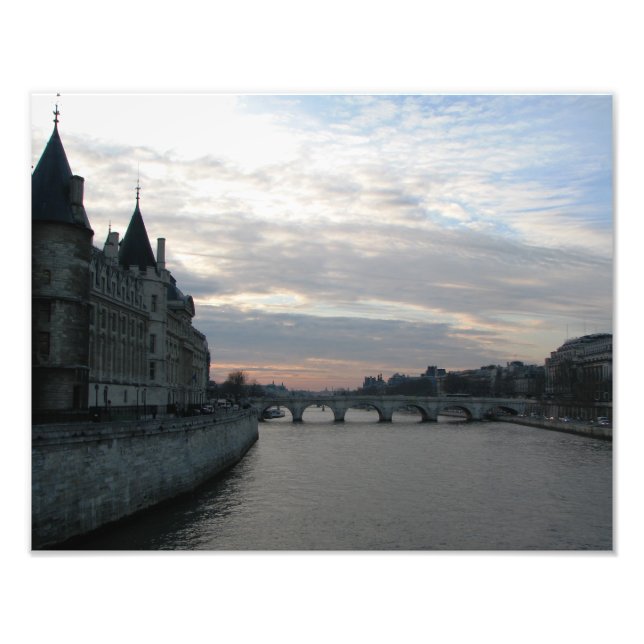 Stylish Photo Print with beautiful sunset in Paris (Front)