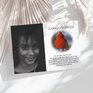 Stylish Photo Red Cardinal Funeral Thank You Card
