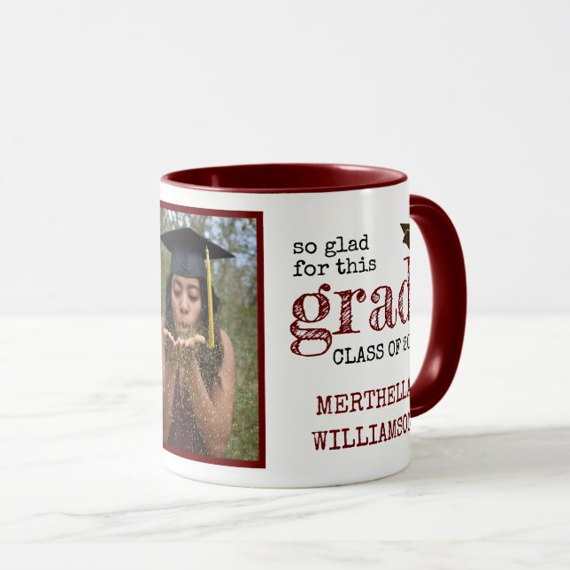 Stylish Photo Rustic Graduation  Mug (Front Right)