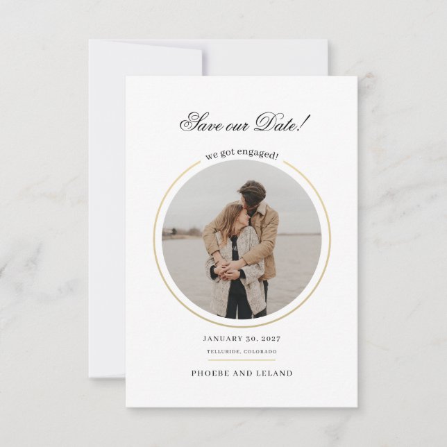 Stylish Photo Script Wedding Save The Date (Front)