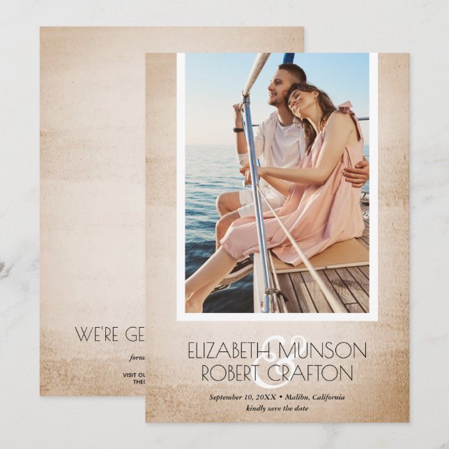 Stylish Photo Wedding Antique Save The Date (Front/Back)