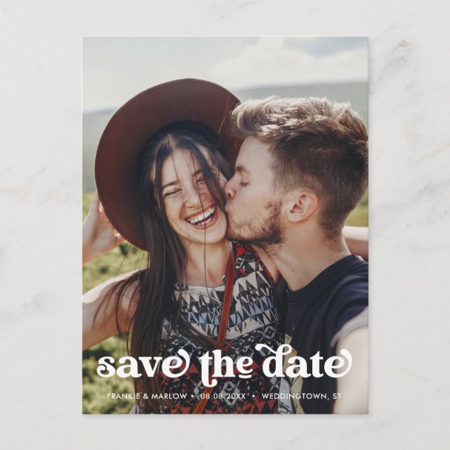Stylish Photo Wedding Save The Date Postcard (Front)