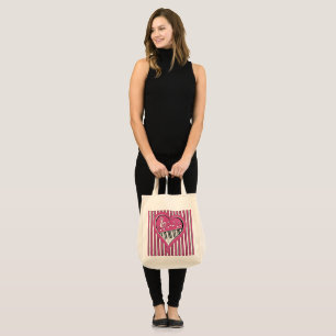 Stylish Piano Music Notes in Pink, Black and White Tote Bag