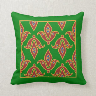Stylish Pillow, Fleur-de-Lys, Maroon, Blue, Green Cushion