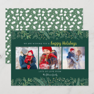 Stylish Pine Vines green trees Holidays Holiday Card