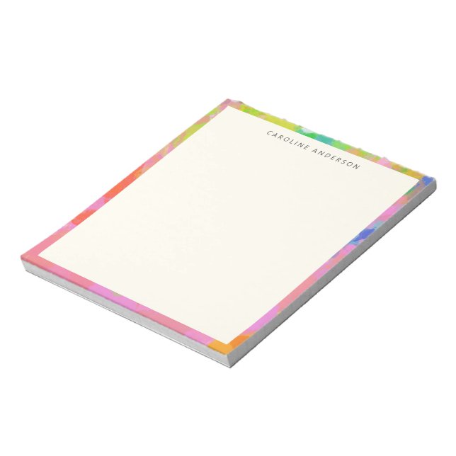 Stylish Pink Abstract Border Personalised Name Notepad (Rotated)