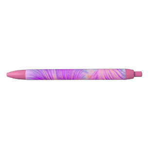 Stylish Pink Abstract Feathers Black Ink Pen