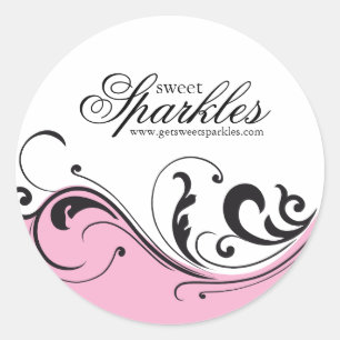 Stylish Pink and Black Packaging Stickers