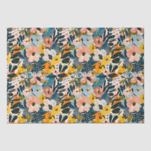 Stylish Pink and Blue Abstract Floral Pattern Tissue Paper