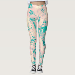 Stylish Pink and Blue Marble Design Leggings