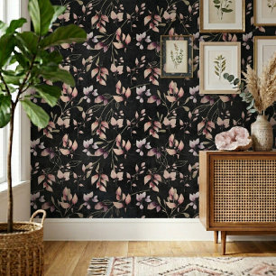 Stylish Pink And Gold Stone Leaves On Black Wallpaper