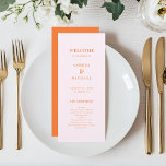 Stylish Pink and Orange Typography Wedding Program<br><div class="desc">Give your guests a sneak peak into your wedding program with this elegant program card,  featuring minimalist light pink background and your custom text. Easily add your own details by clicking on the "personalise" option.</div>
