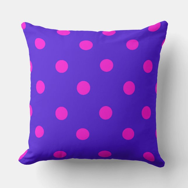Stylish Pink and Purple Polka Dot Pattern Cushion (Front)
