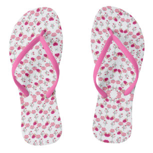 Stylish Pink and red Floral Print Pattern Thongs