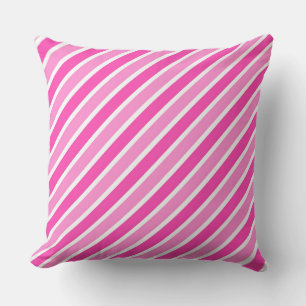 Stylish Pink and White Christmas Stripes Cushion