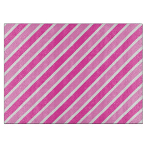 Stylish Pink and White Christmas Stripes Cutting Board