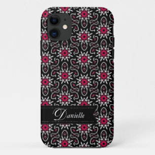 Stylish Pink+Black Stars pattern iPhone 5 Case