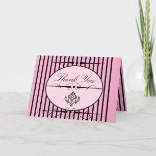 Stylish Pink Black Thank You Greeting Card