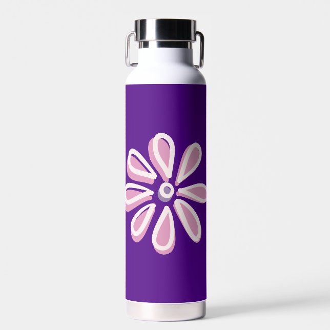 Stylish Pink Bloom Doodle  Water Bottle (Front)