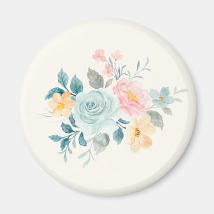 Stylish Pink & Blue Flower Bouquet Magnet