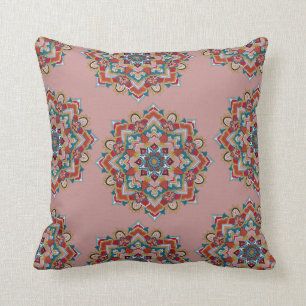 Stylish Pink Boho Mandala Painting Pattern Yoga Cushion