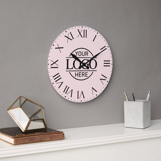 Stylish Pink Branded Company Business Logo Custom Large Clock (Office)