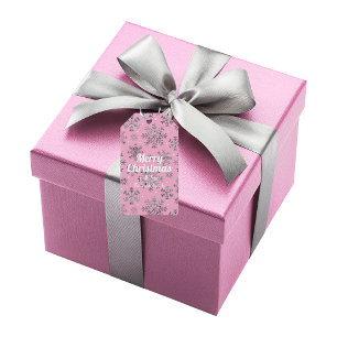 Stylish Pink Christmas w/ Elegant Snowflakes Gift Tags
