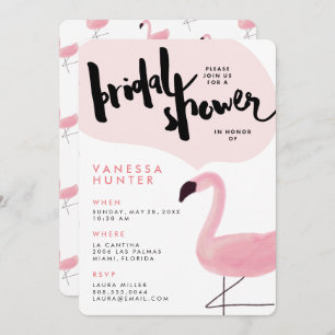 Stylish Pink Flamingo Bridal Shower Invitation