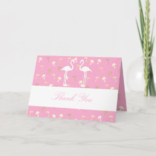 Stylish Pink Flamingo Palm Thank You Greeting Card