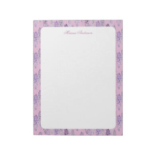 Stylish Pink floral Border Personalised Name Notepad