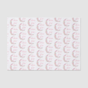stylish pink floral moon team girl baby shower  tissue paper