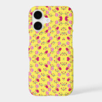 Stylish pink floral print on yellow