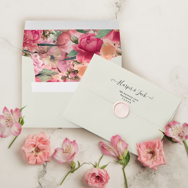 Stylish Pink Floral Rose Garden Wedding Envelope (Stylish Pink Floral Rose Garden Wedding Envelope
)