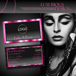 Stylish Pink Frame Black Gradient Modern with Logo Business Card