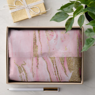 Stylish Pink Gold Abstract Marble Liquid Paint Tissue Paper