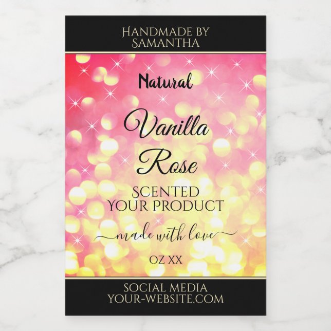 Stylish Pink Gold Glitter Product Packaging Labels (Single Label)