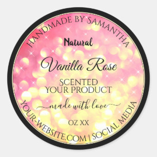 Stylish Pink Gold Glitter Product Packaging Labels