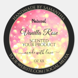 Stylish Pink Gold Glitter Product Packaging Labels