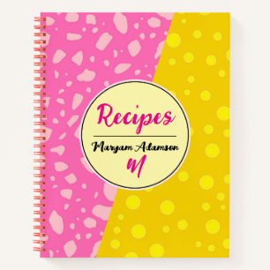 Stylish Pink & Gold Recipe Book. Modern Cooking Notebook