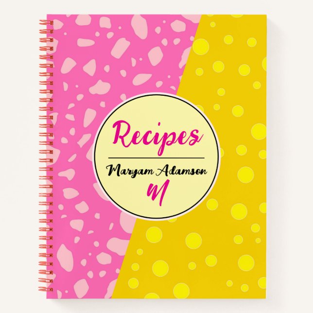 Stylish Pink & Gold Recipe Book. Modern Cooking Notebook (Front)