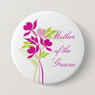Stylish Pink & Green Bouquet Bridal Party Button