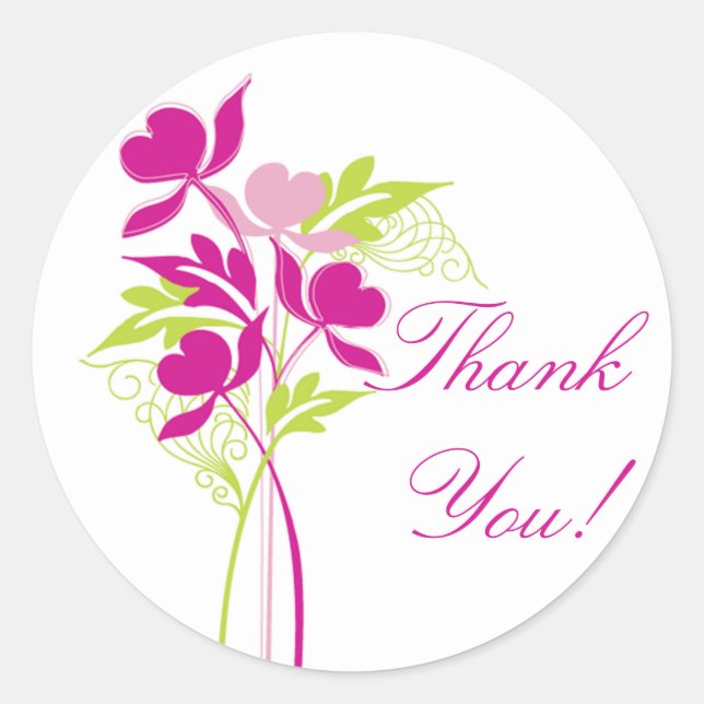 Stylish Pink & Green Bouquet Bridal Shower Sticker (Front)