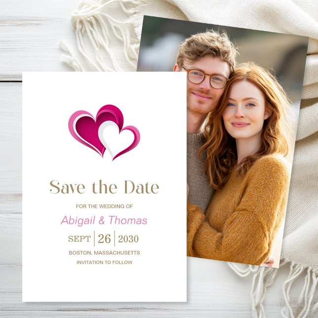 Stylish Pink Hearts Wedding Save The Date (Creator Uploaded)