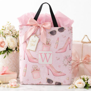 Stylish Pink Heels and Beauty Motif Tote Bag